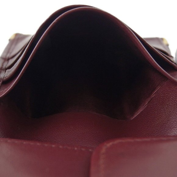 CARTIER Bi -fold Wallet Mastrin Bordeaux Leather Authentic - Picture 6 of 11